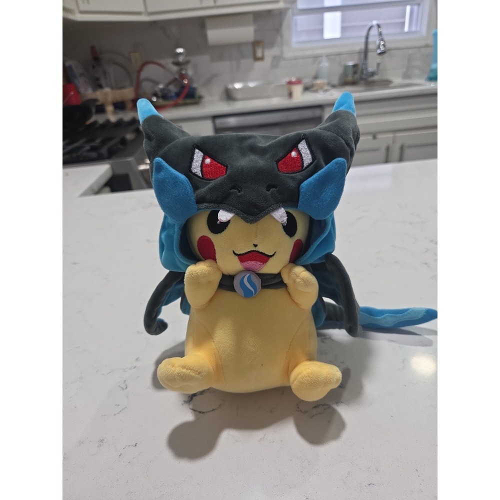 Pokemon Center Mega Charizard X Cape Pikachu Poke Plush 2018 Stuffed Animal